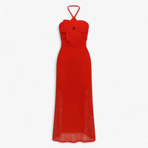 Women's Dress : Alva | Dames Sexy Maxi Jurk met 3D Applicaties in Rood van Pantino