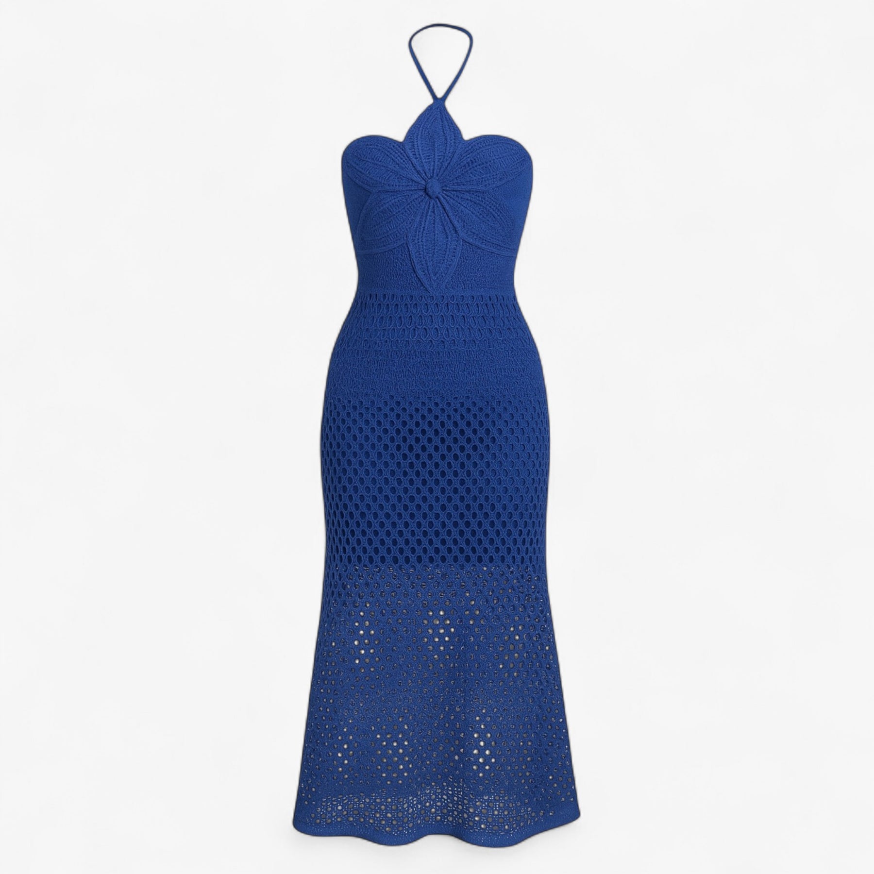 Women's Dress : Alva | Dames Sexy Maxi Jurk met 3D Applicaties in Blauw van Pantino