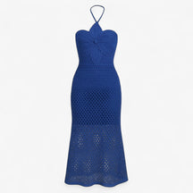 Women's Dress : Alva | Dames Sexy Maxi Jurk met 3D Applicaties in Blauw van Pantino