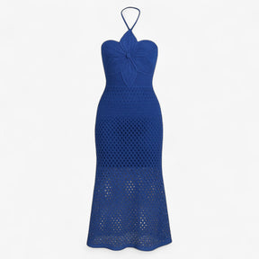 Women's Dress : Alva | Dames Sexy Maxi Jurk met 3D Applicaties in Blauw van Pantino