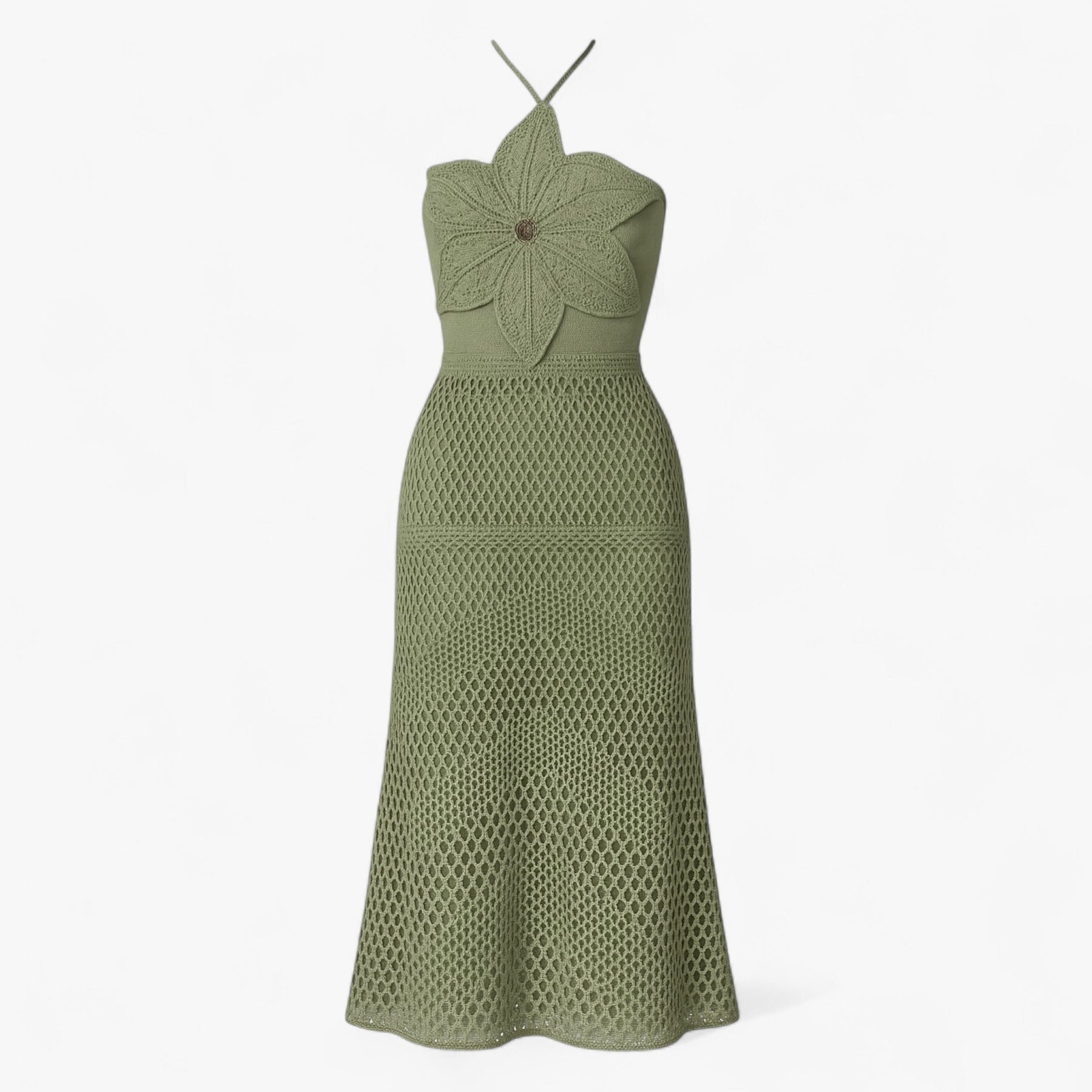 Women's Dress : Alva | Dames Sexy Maxi Jurk met 3D Applicaties in Groen van Pantino