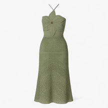 Women's Dress : Alva | Dames Sexy Maxi Jurk met 3D Applicaties in Groen van Pantino
