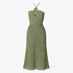 Women's Dress : Alva | Dames Sexy Maxi Jurk met 3D Applicaties in Groen van Pantino