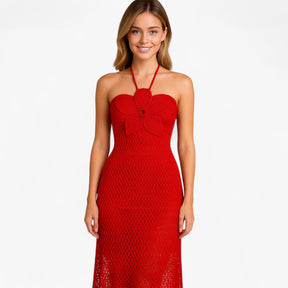 Women's Dress : Alva | Dames Sexy Maxi Jurk met 3D Applicaties in van Pantino
