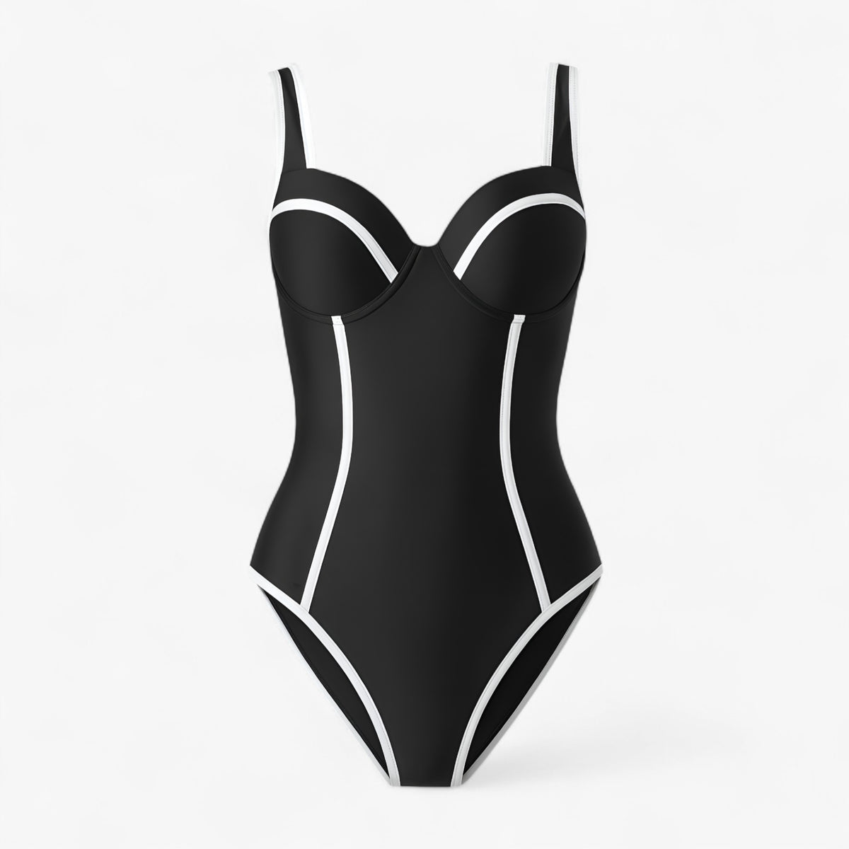 Women's Outfit : Robyn | Dames Slim Fit Badpak voor Elegante Look in Zwart-Wit van Pantino