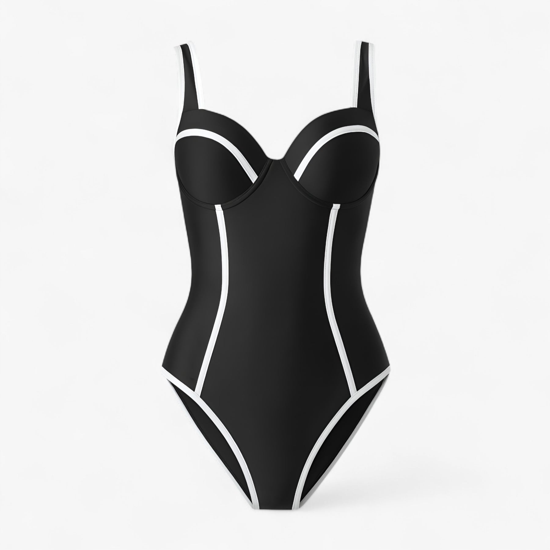 Women's Outfit : Robyn | Dames Slim Fit Badpak voor Elegante Look in Zwart-Wit van Pantino