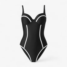 Women's Outfit : Robyn | Dames Slim Fit Badpak voor Elegante Look in Zwart-Wit van Pantino
