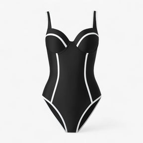 Women's Outfit : Robyn | Dames Slim Fit Badpak voor Elegante Look in Zwart-Wit van Pantino
