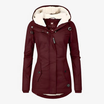 Damesbuitenjassen : Freya | Dames Stijlvol Winterjack in Rood van Pantino