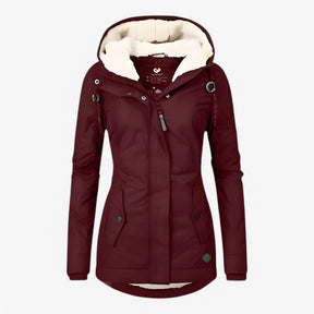 Damesbuitenjassen : Freya | Dames Stijlvol Winterjack in Rood van Pantino