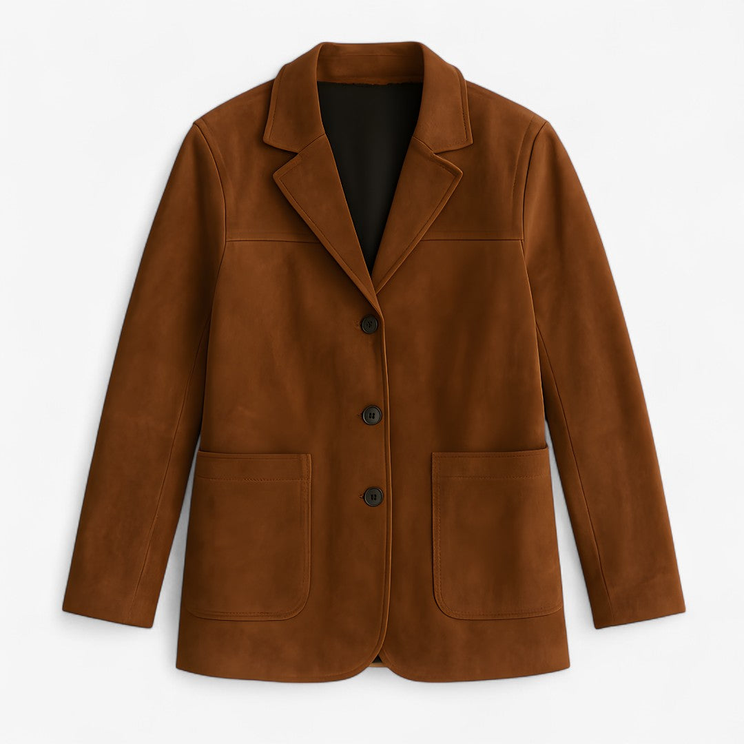 Jassen : Emilia | Dames Suede Winterjas in Intens Bruin in Bruin van Pantino
