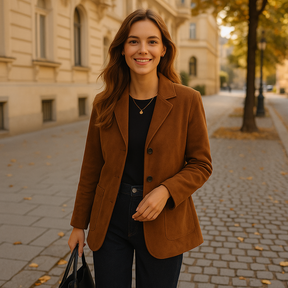 Jassen : Emilia | Dames Suede Winterjas in Intens Bruin in van Pantino