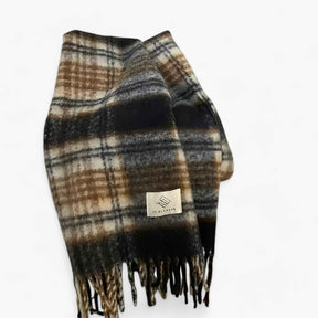 Sjaals & Wikkels : Dames Warme Geruite Sjaal Omslagdoek - Blauw in Zwartgroen van Pantino