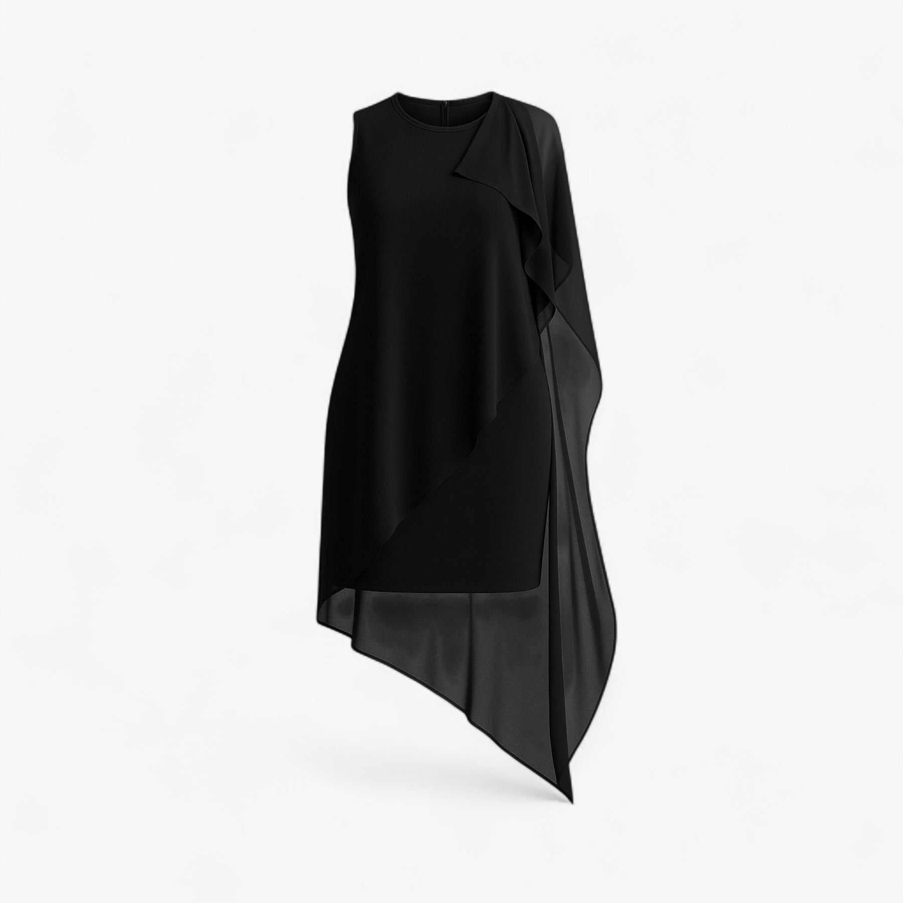 Dress : Edita | Dames Zomerjurk Zonder Mouwen Chiffon in Zwart van Pantino