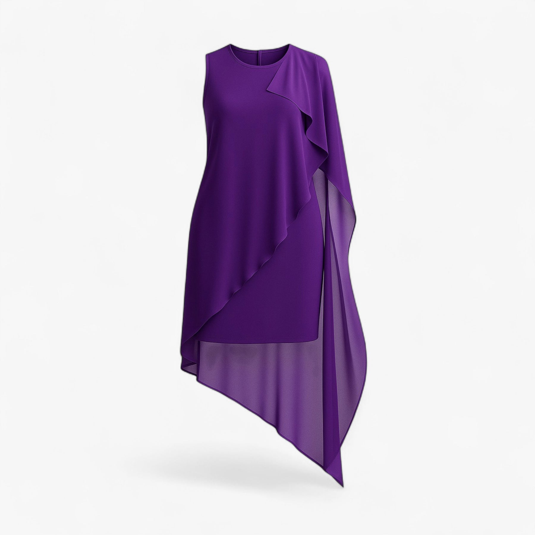 Dress : Edita | Dames Zomerjurk Zonder Mouwen Chiffon in Paars van Pantino