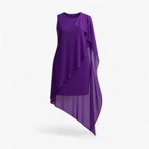Dress : Edita | Dames Zomerjurk Zonder Mouwen Chiffon in Paars van Pantino