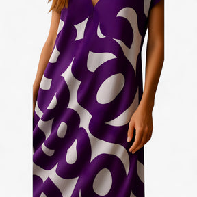 Women's Dress : Vicki | Dames Zomerse Maxi Jurk met Abstracte Print in van Pantino