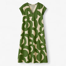 Women's Dress : Vicki | Dames Zomerse Maxi Jurk met Abstracte Print in Groen van Pantino
