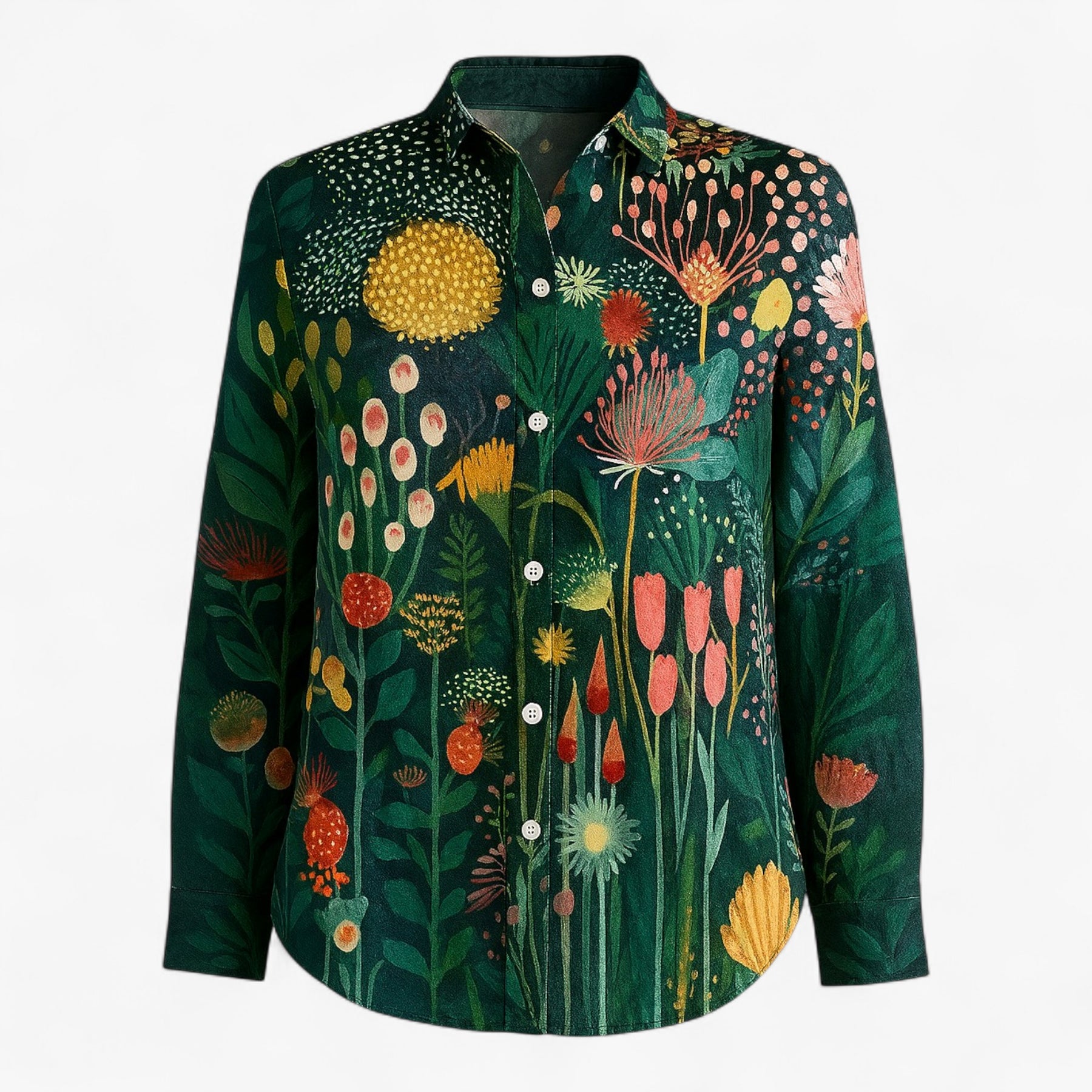 Blouse : Norah | Damesblouse met Unieke Kleurige Print in Groen van Pantino