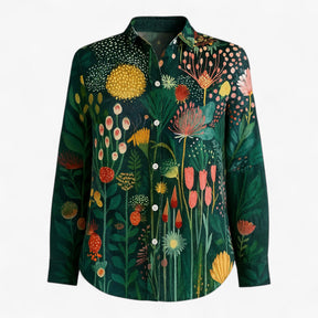 Blouse : Norah | Damesblouse met Unieke Kleurige Print in Groen van Pantino
