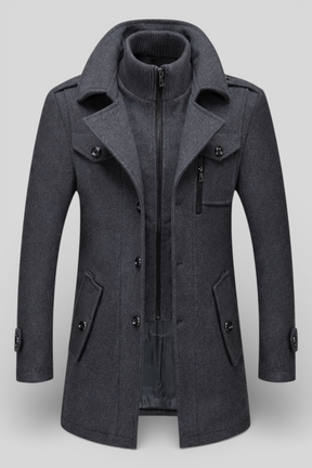 Winter Coat : Winterjas Heren Marineblauw in Grijs van Pantino