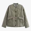 Dames Gewatteerd Winterjack met Dierenprint - Sauge Groen