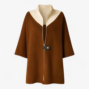 Clothes : Elena | Elegante lange jas voor dames in Donkerbruin van Pantino