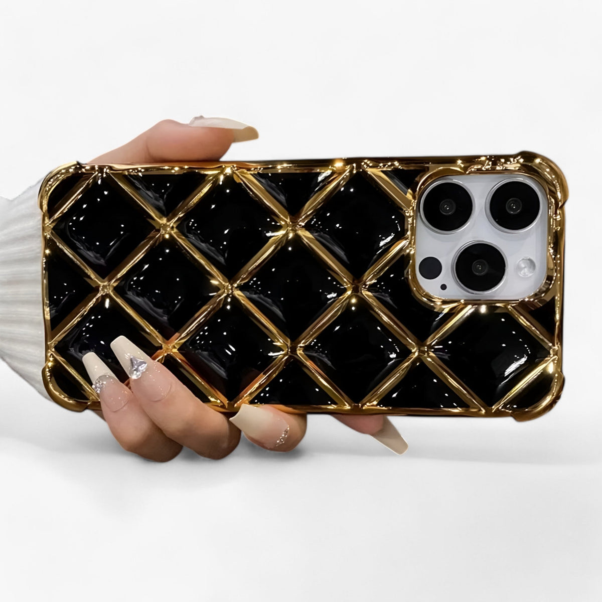 Phone Case : Elena | Luxe Diamond Grid telefoonhoesje in van Pantino