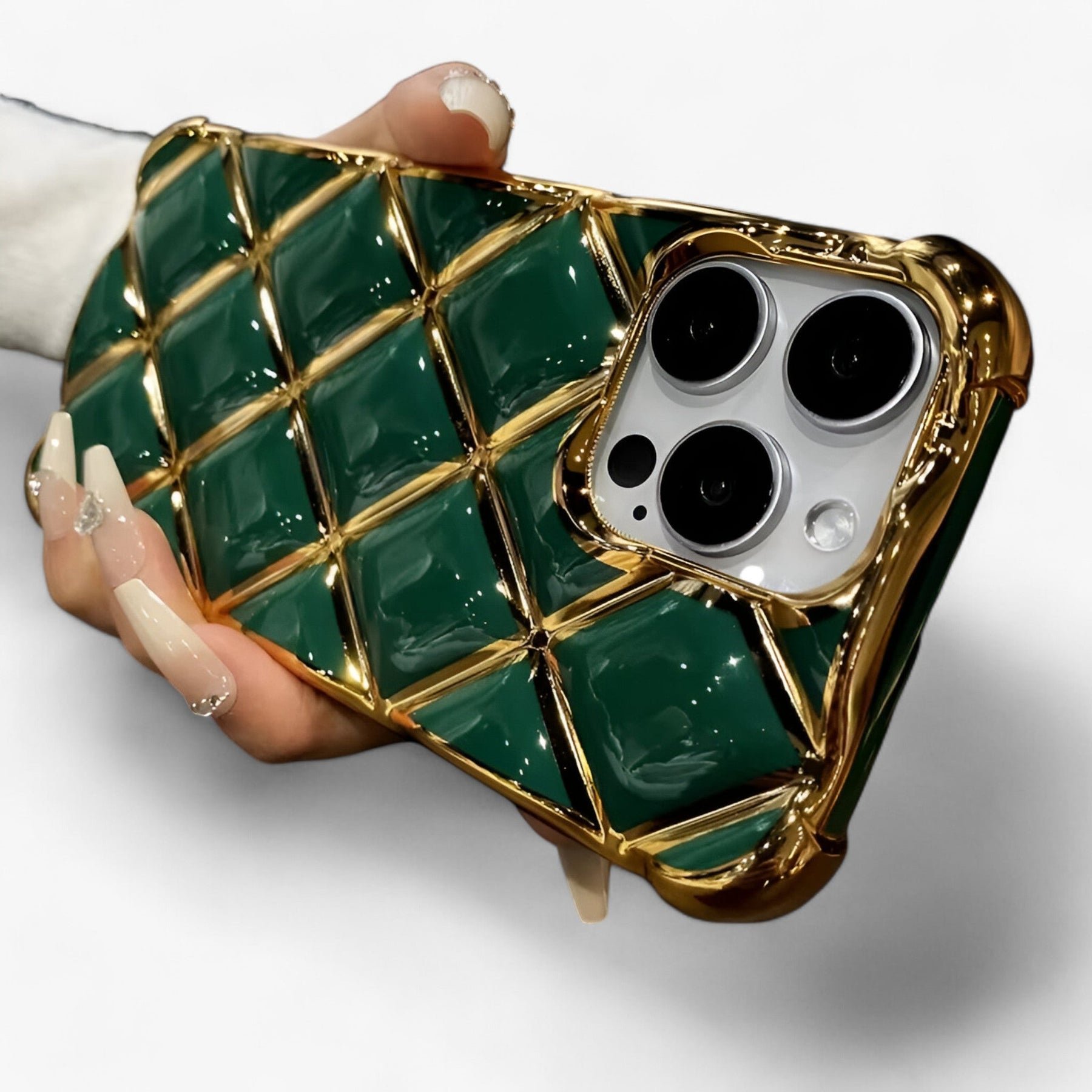 Phone Case : Elena | Luxe Diamond Grid telefoonhoesje in van Pantino