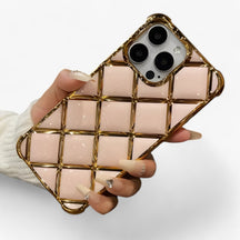 Phone Case : Elena | Luxe Diamond Grid telefoonhoesje in Roze van Pantino