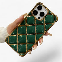 Phone Case : Elena | Luxe Diamond Grid telefoonhoesje in Groen van Pantino