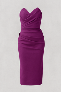 Dress : Emilia | Elegante midi-jurk in Warm roze van Pantino