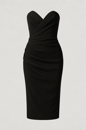 Dress : Emilia | Elegante midi-jurk in Zwart van Pantino