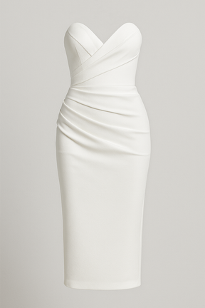 Dress : Emilia | Elegante midi-jurk in Wit van Pantino