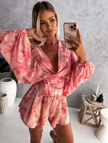 Conjunto para mujer de pantalones cortos y blusa, outfits y sets