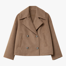 Damesjassen & -jacks : Estelle | Dames Jas Winter Korte Wollen Jas in Bruin van Pantino