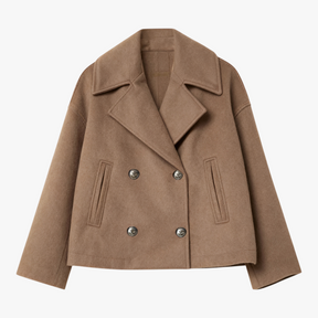 Damesjassen & -jacks : Estelle | Dames Jas Winter Korte Wollen Jas in Bruin van Pantino