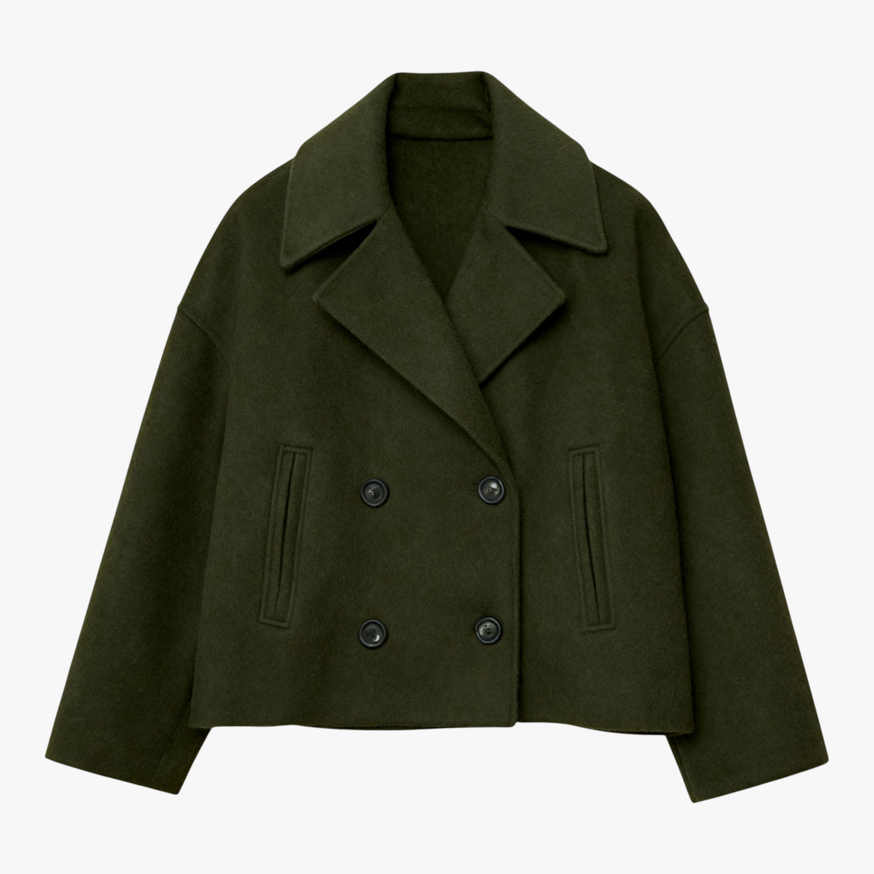 Damesjassen & -jacks : Estelle | Dames Jas Winter Korte Wollen Jas in Groen van Pantino