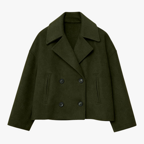 Damesjassen & -jacks : Estelle | Dames Jas Winter Korte Wollen Jas in Groen van Pantino