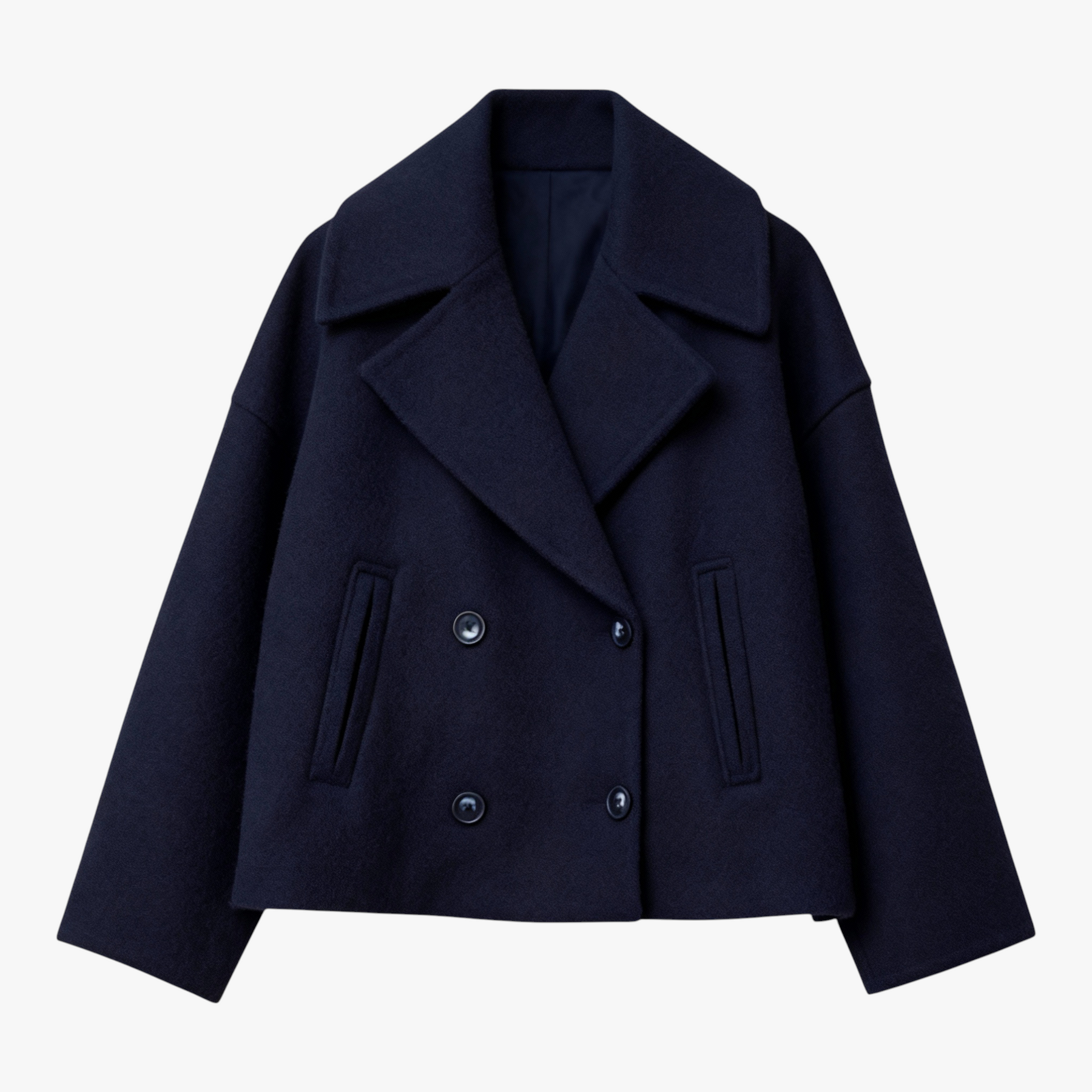 Damesjassen & -jacks : Estelle | Dames Jas Winter Korte Wollen Jas in Marineblauw van Pantino