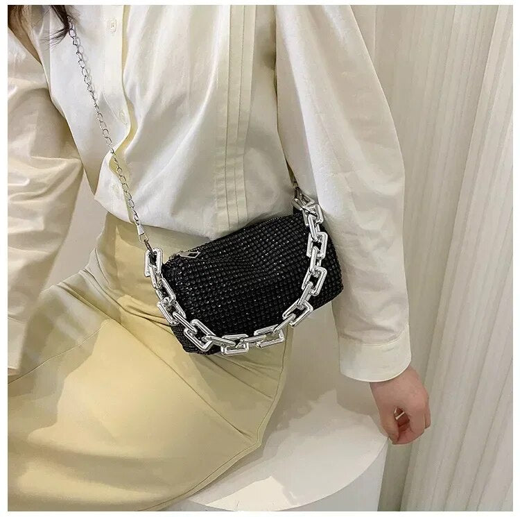 Greta - elegante trendy handtas met lovertjes Evergreen Handbags Pantino   