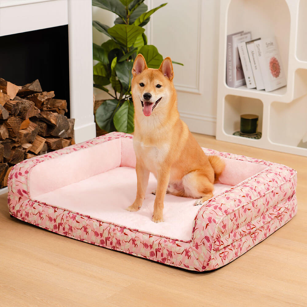 Florale Orthopedisch hondenmand - Zachtroze - - Dog Bed - Pantino