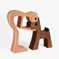 Statuetta famiglia cucciolo in legno