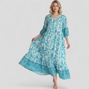 Women Set : Micola | Dames Elegante Zomerjurk met Bloemenprint in van Pantino