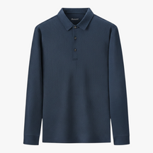 Polo Shirts: Poloshirts : Luis | Casual Poloshirt Met Lange Mouwen in Marineblauw van Pantino