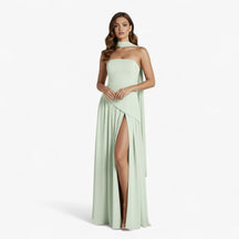 Damesjurken : Bella | Elegante Avond Maxi Jurk met Zijsplit in Mintgroen van Pantino