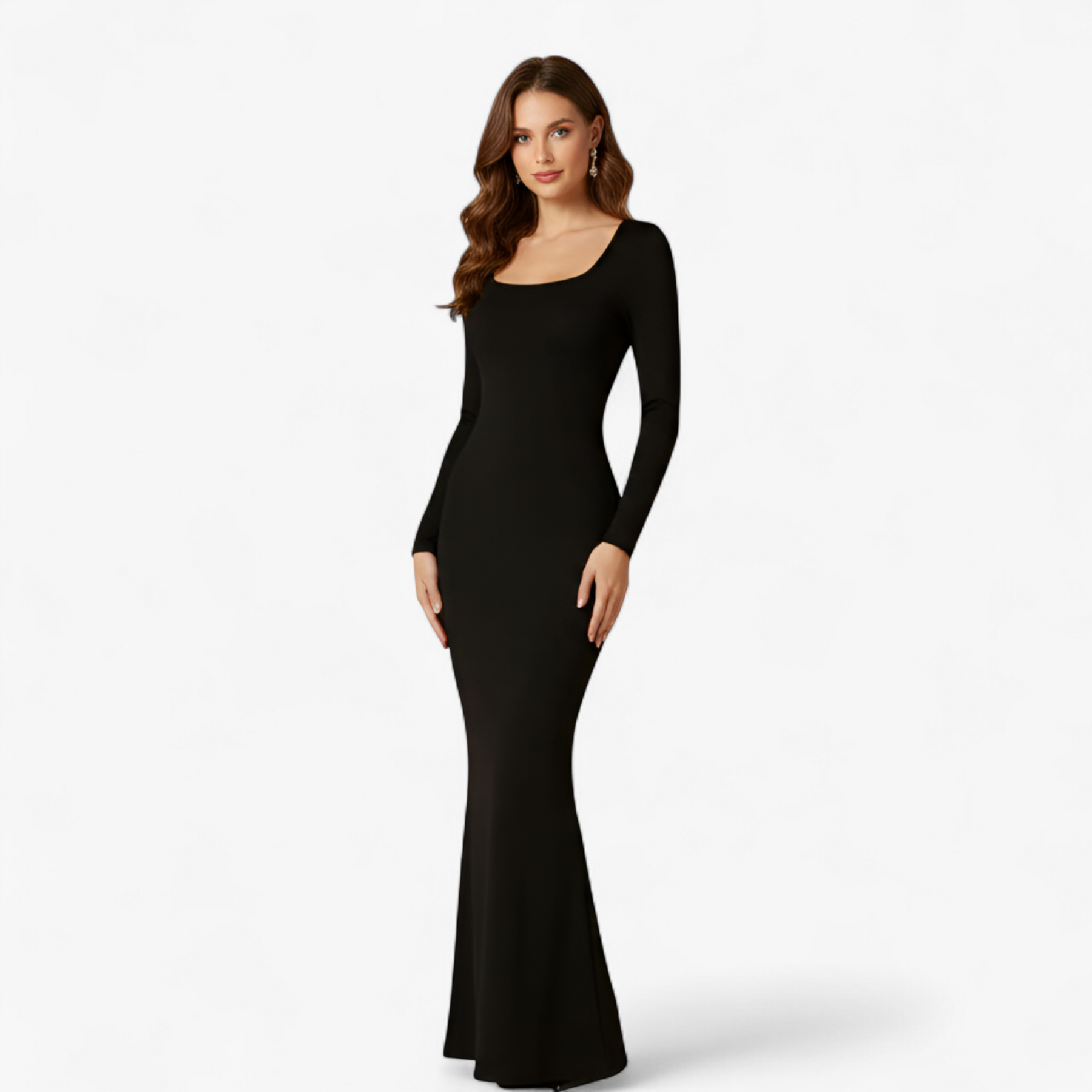 Damesjurken : Sarah | Zwarte Lange Mouw Maxi Jurk Dames in van Pantino