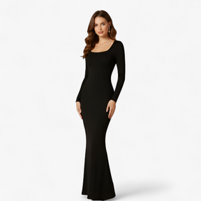 Damesjurken : Sarah | Zwarte Lange Mouw Maxi Jurk Dames in van Pantino