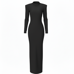 dress : Lilia | Dames Elegante Maxi Jurk Met Lange Mouwen in Zwart van Pantino