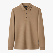 Polo Shirts: Poloshirts : Luis | Casual Poloshirt Met Lange Mouwen in Kamelen van Pantino